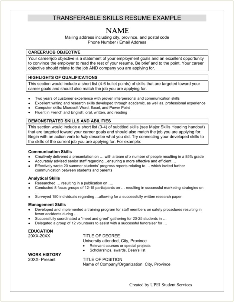 Listing Skills In Progress On Resume