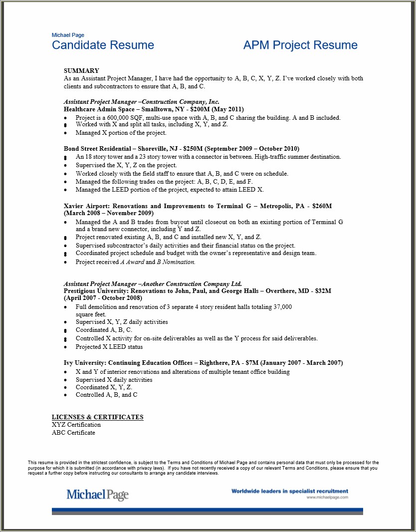 Listing Web Page Work On Resume