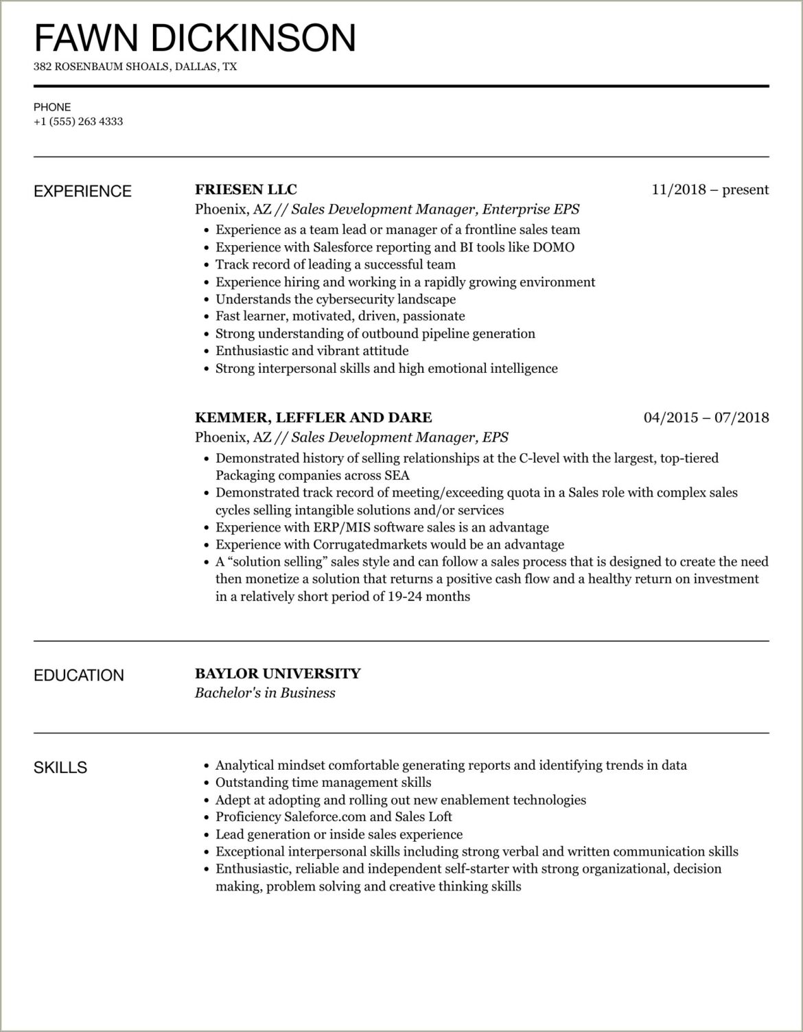 Livecareerbusiness Development Manager Resume Sample Resumes Misc