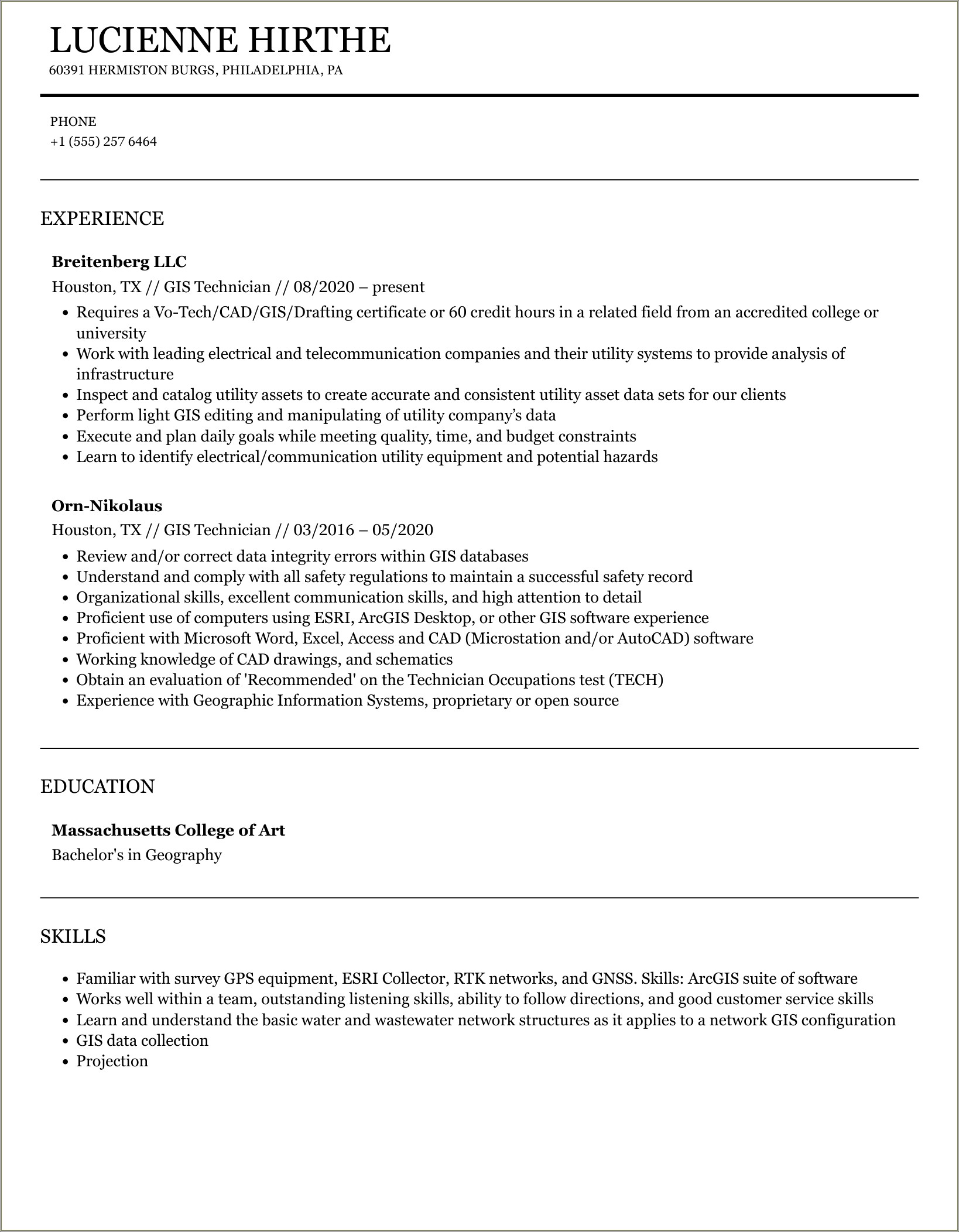 Locating Meters Gis Job Description Resume