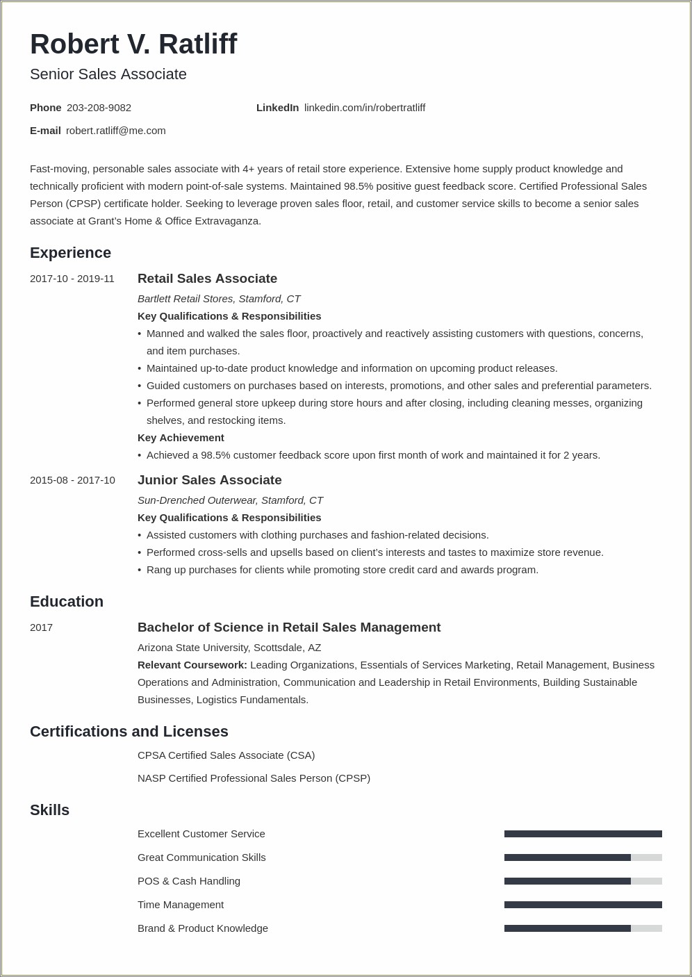 Macy's Sales Associate Job Description For Resume