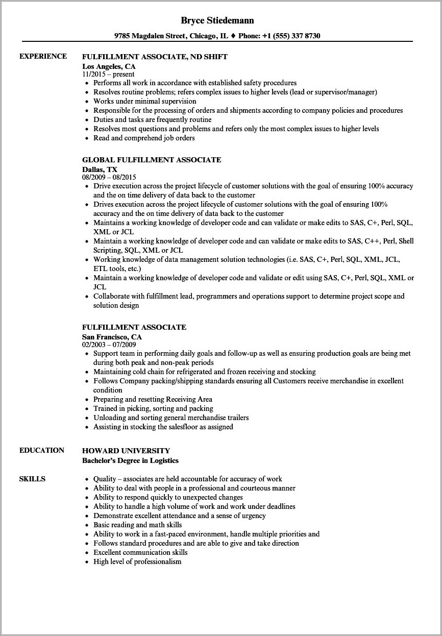 Macy's Sales Associate Job Description Resume