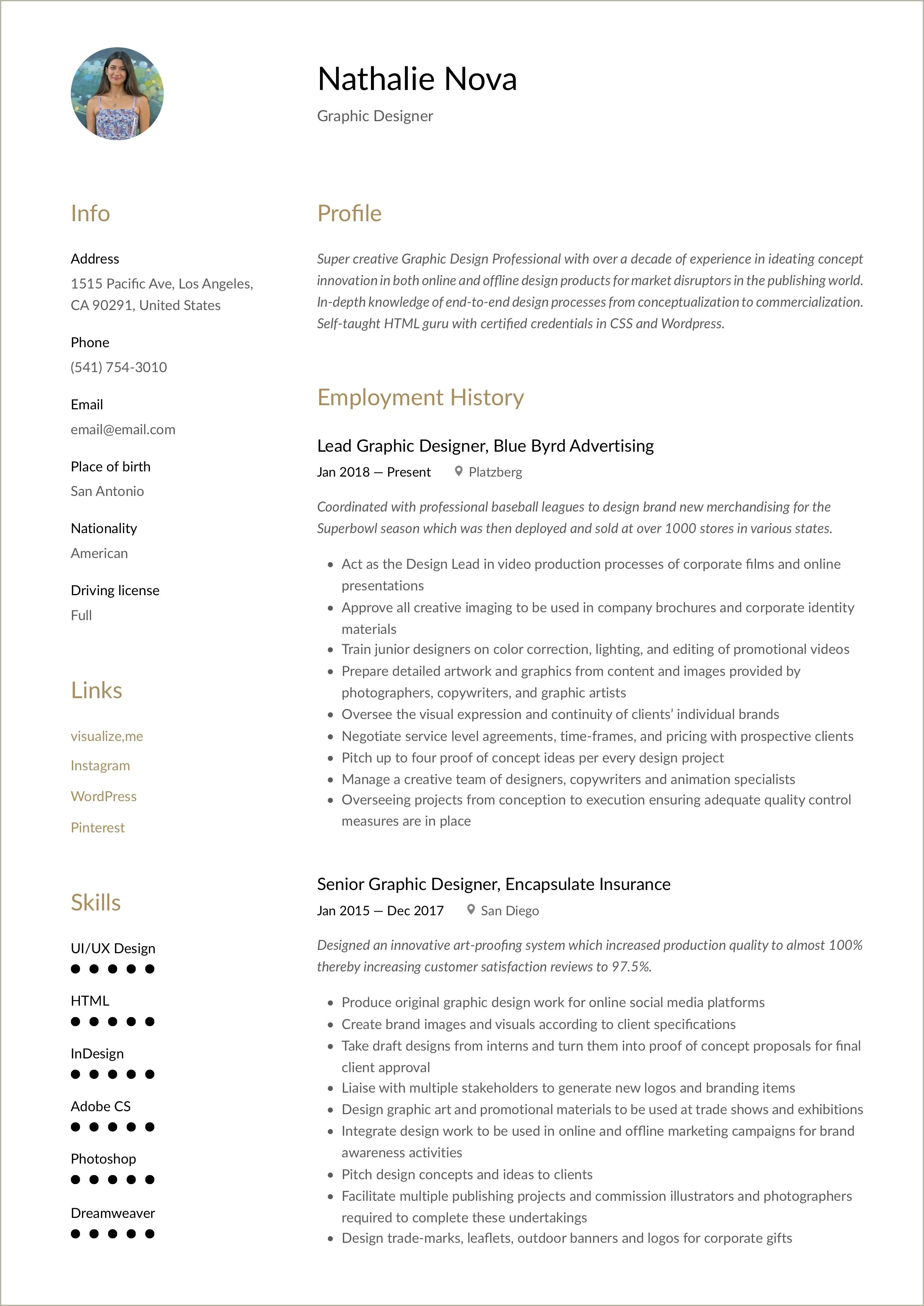 Magazine Graphic Design Job Description Resume