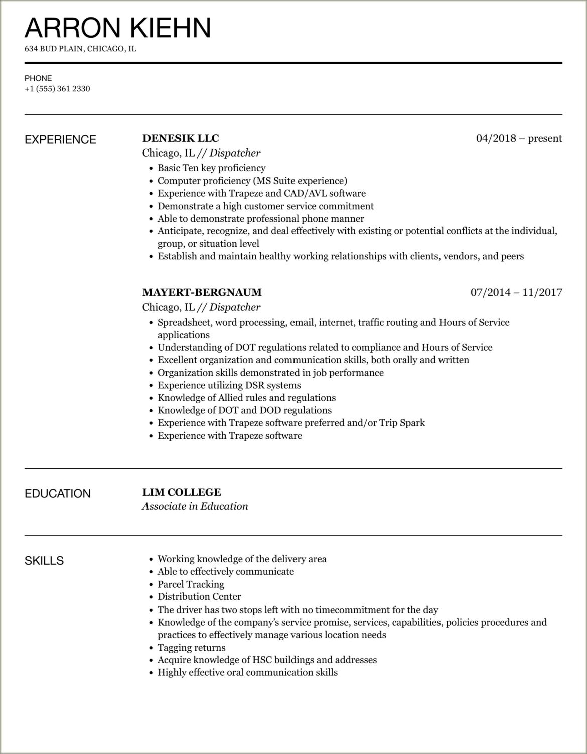 Mail Carrier Job Description For Resume