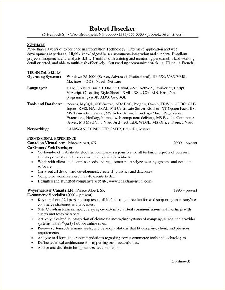 Mainframe Application Developer Resume With 10 Years Experience