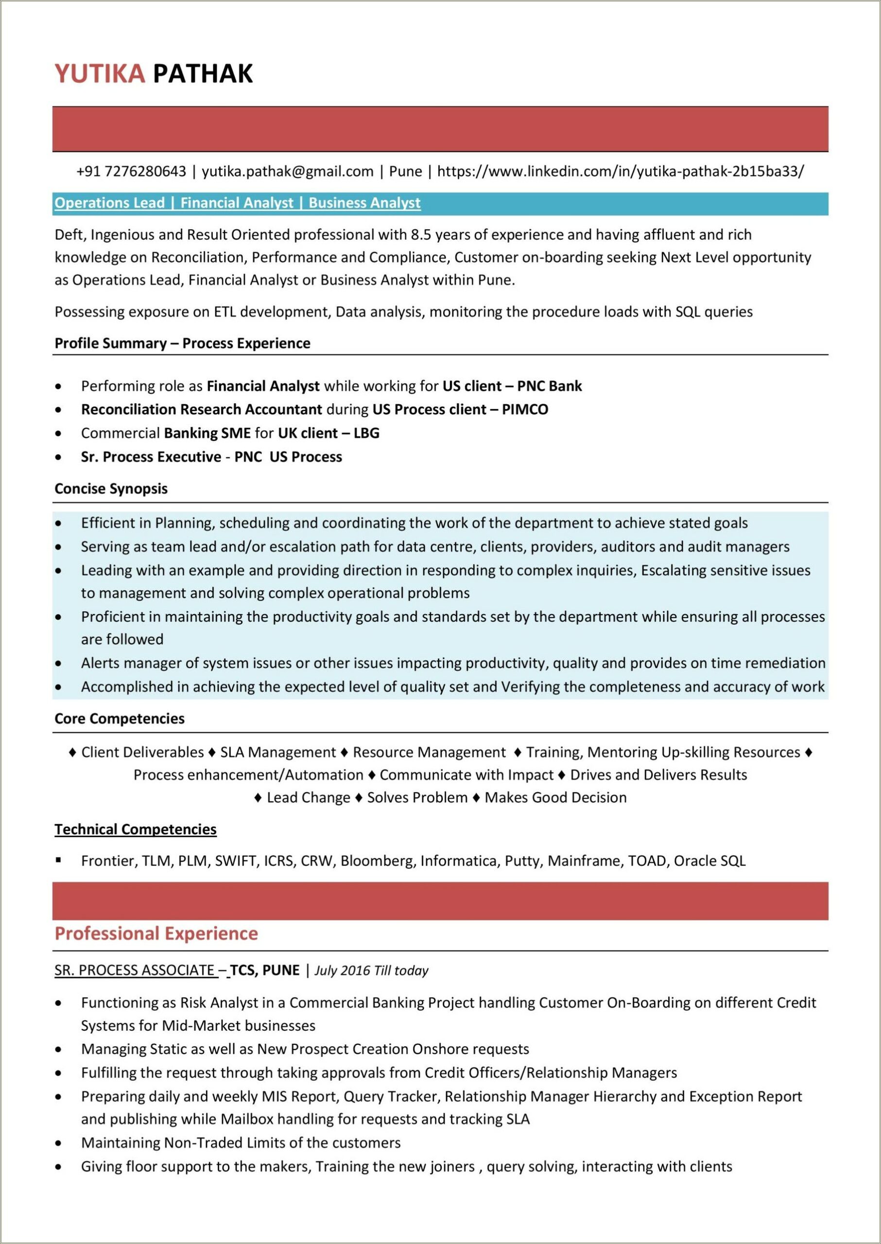 Mainframe Resume For 15 Years Experience