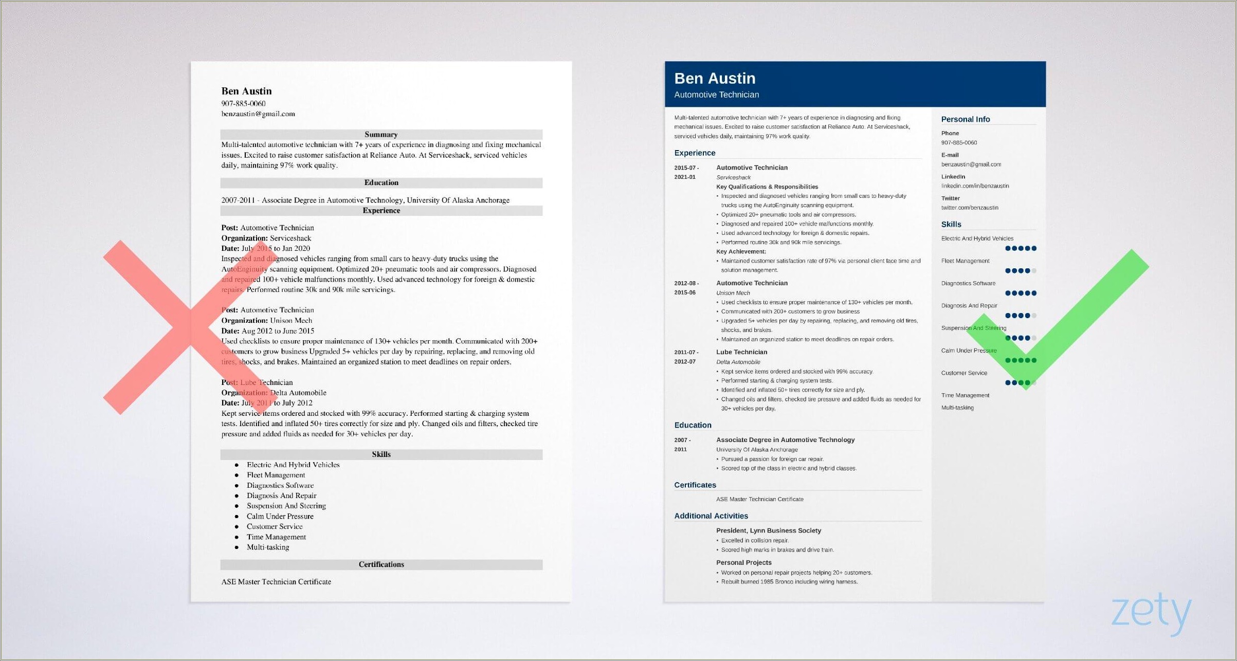 Maintenance Technician Resume Templates Free Download