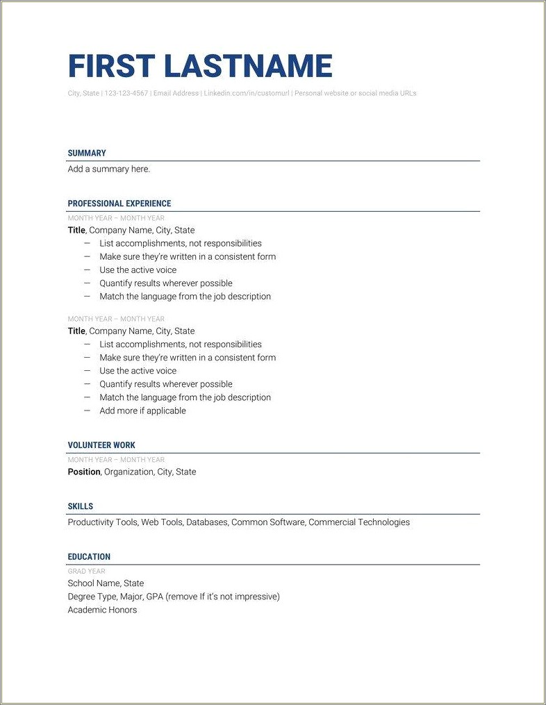 Make A Resume For First Job