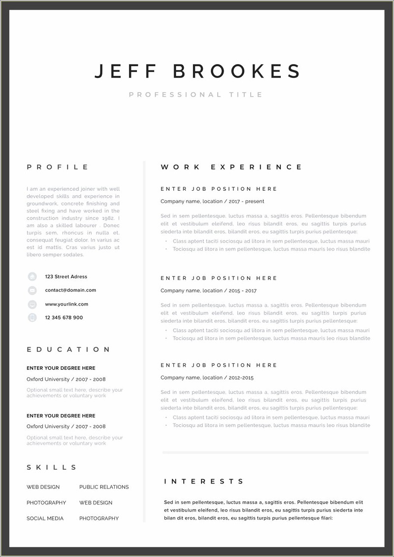 Make A Resume Free On My Own