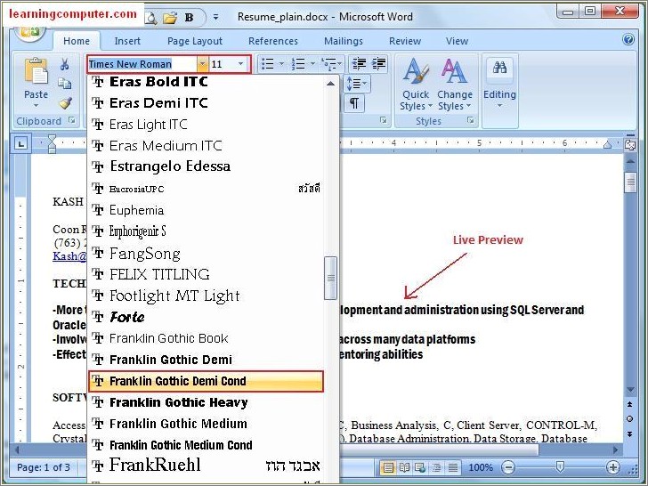 Make A Resume On Microsoft Word 2007