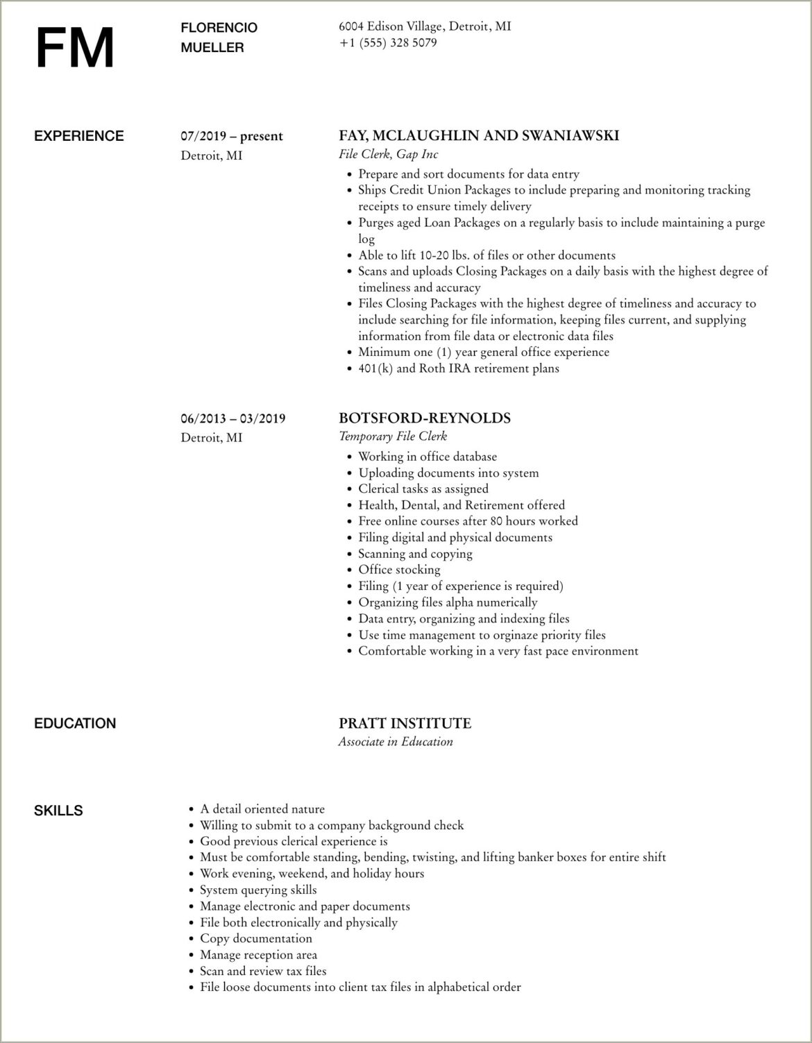 Making Copies And Filing Information On Resume Examples