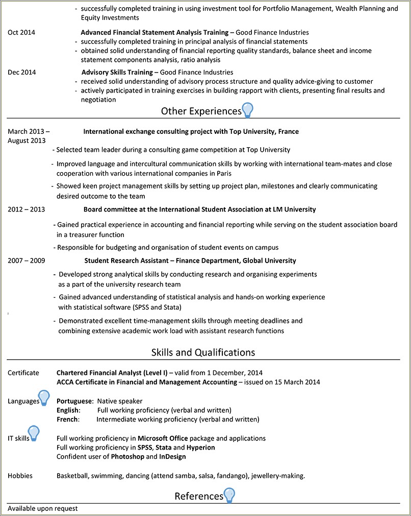 Manage And Analyze Balance Sheet Resume