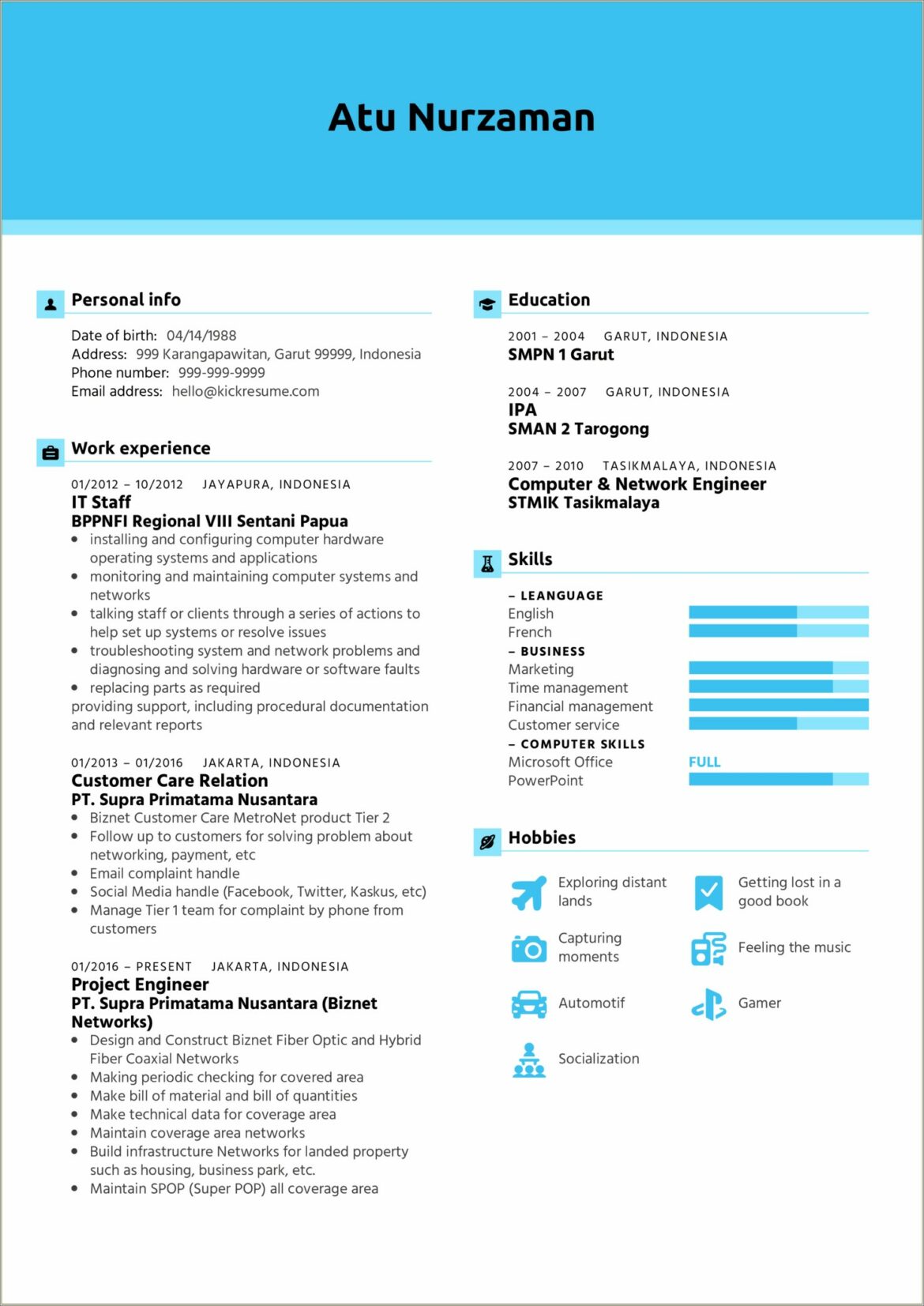 Manage Network Upgrade Project In Resume