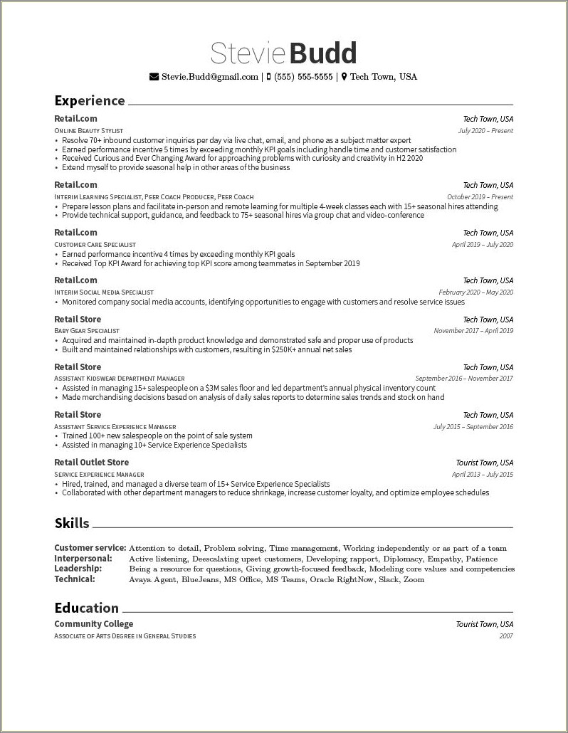 Management Resume That Got Me Hired