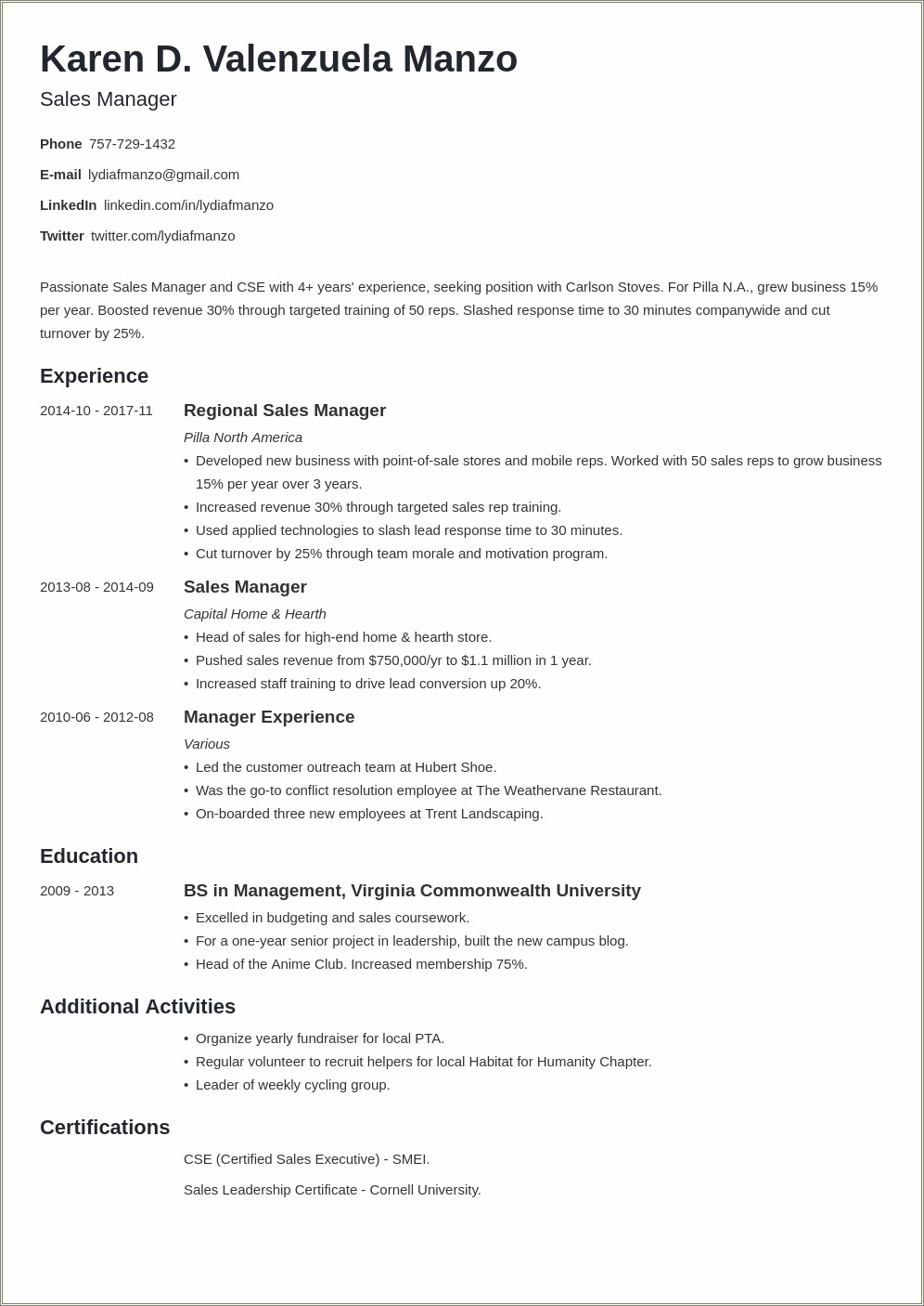 Management Skills And Abilities On Resume