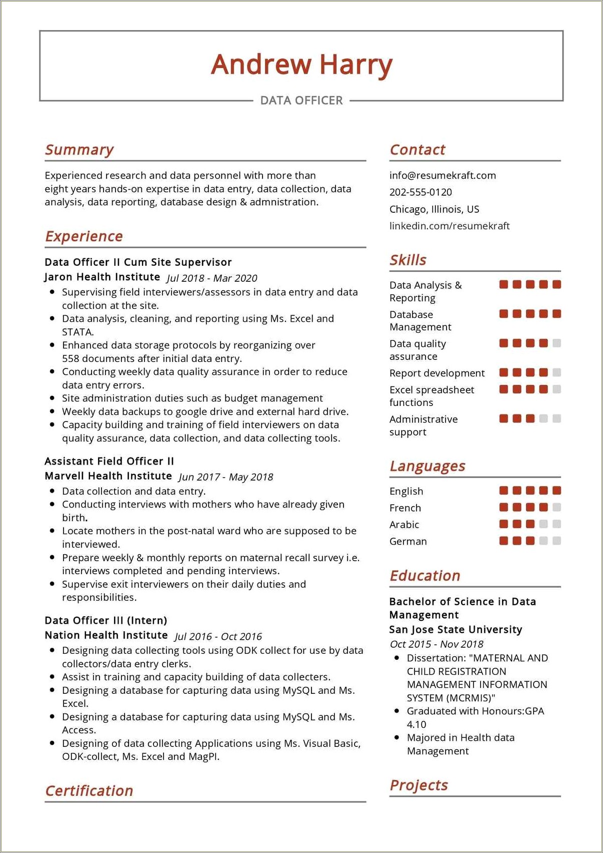 Manager Of Reporting And Analytics Resume