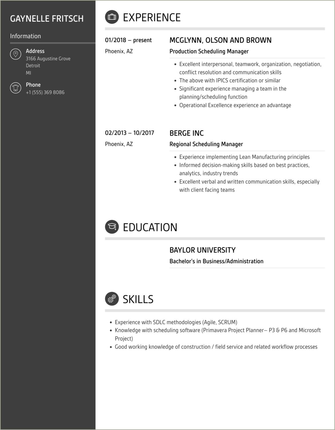 Manager Resume Examples 2018 Created Schedules