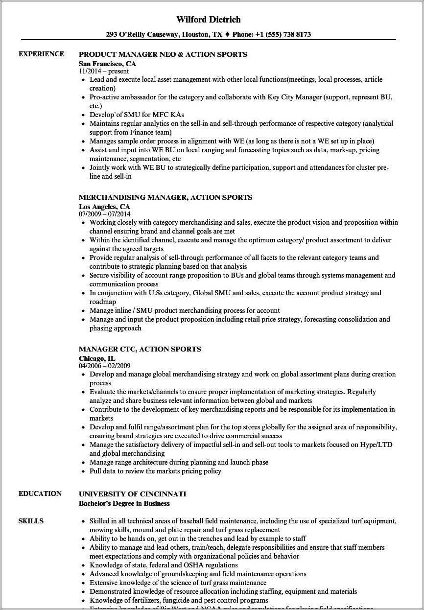 Manager Resume Examples For A Beginner