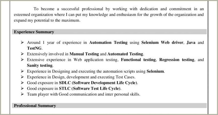 Manual Testing Resume For 3 Years Experience Pdf