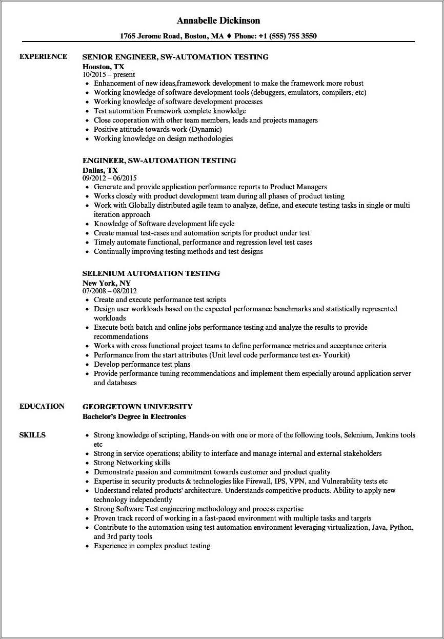 Manual Testing Resume For 6 Months Experience