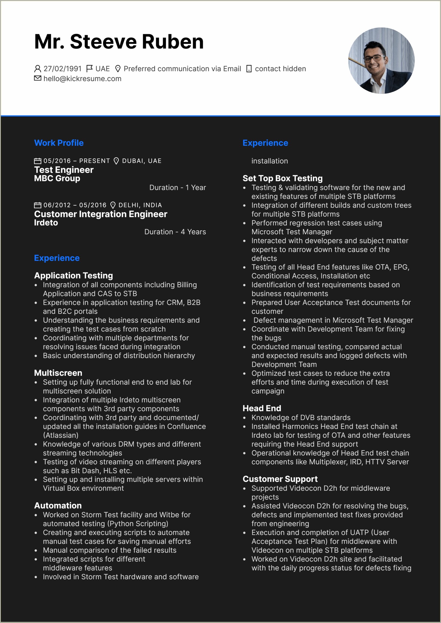 Manual Testing Resume For 8 Years Experience