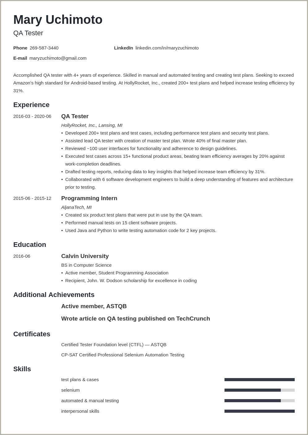 Manual Testing Sample Resume For 2 Years Experience