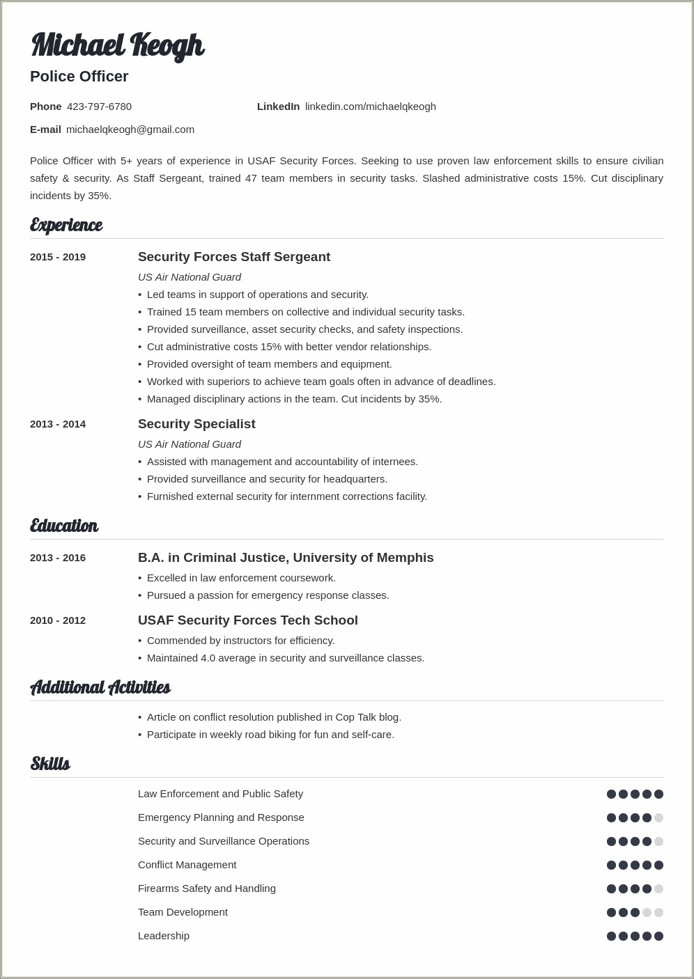 Marine Corps Service On A Resume Example