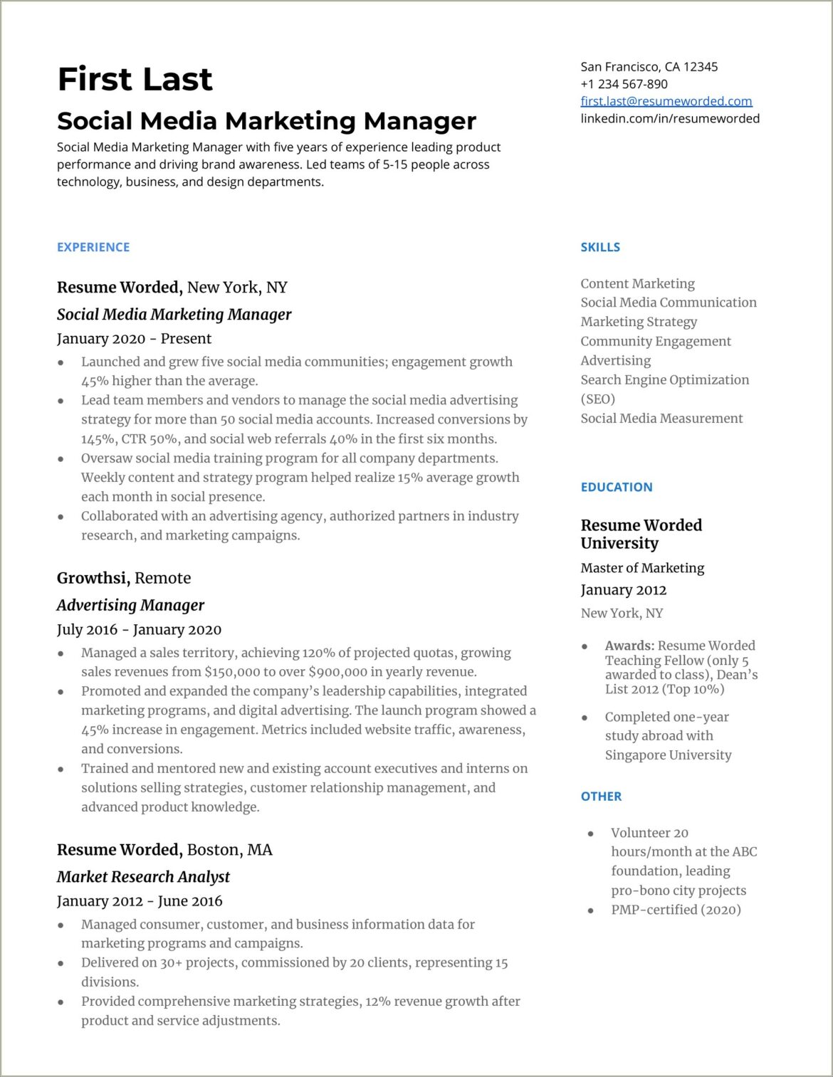 Marketing And Management Resume 12 Years Of Expereince