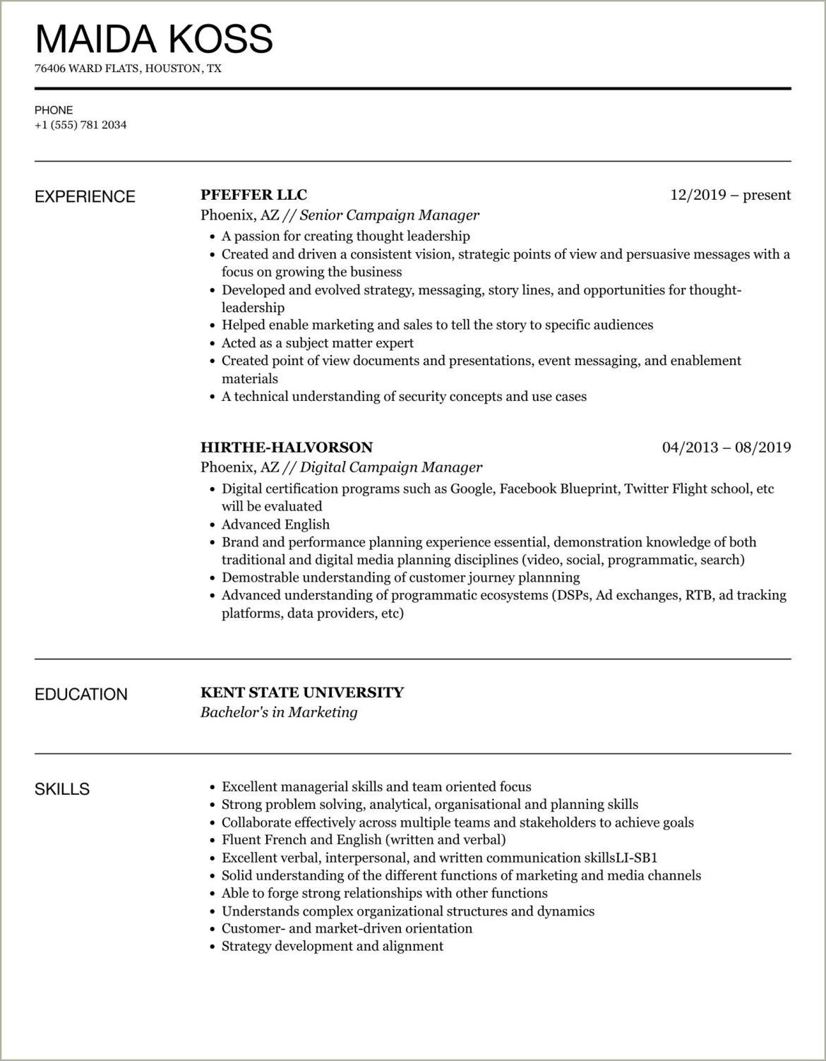 Marketing Campaign Manager Resume Samples Jobherojobhero