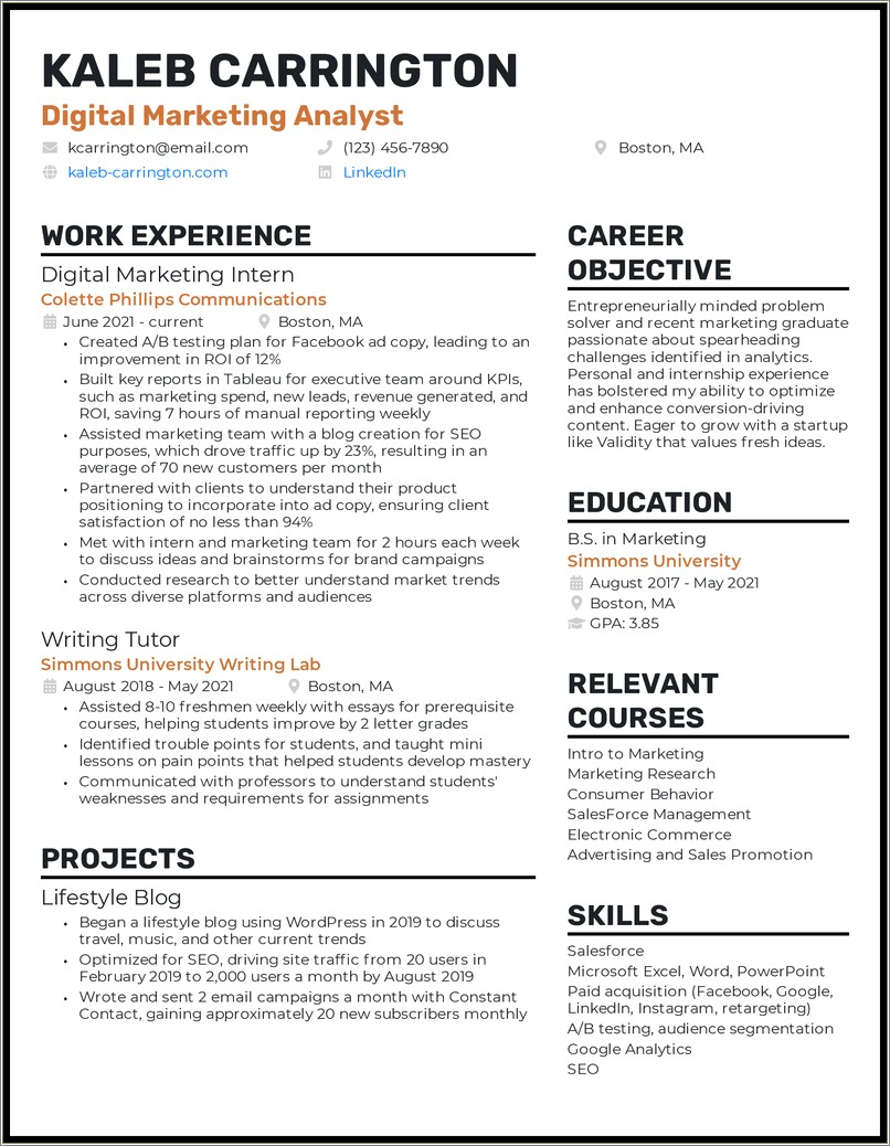 Marketing Specialist Job Description For Resume
