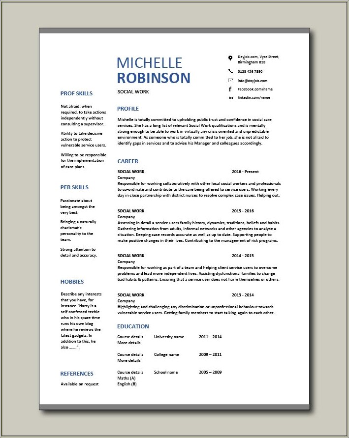 Master Of Social Work On Resume