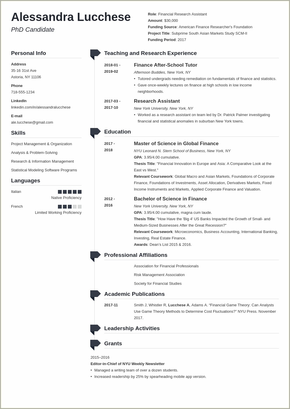 Master's Degree On Resume Example