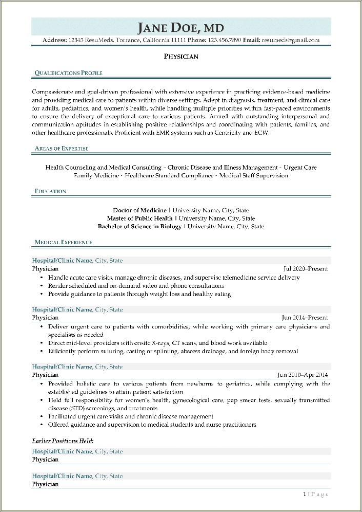 Masters In Public Health Resume Example