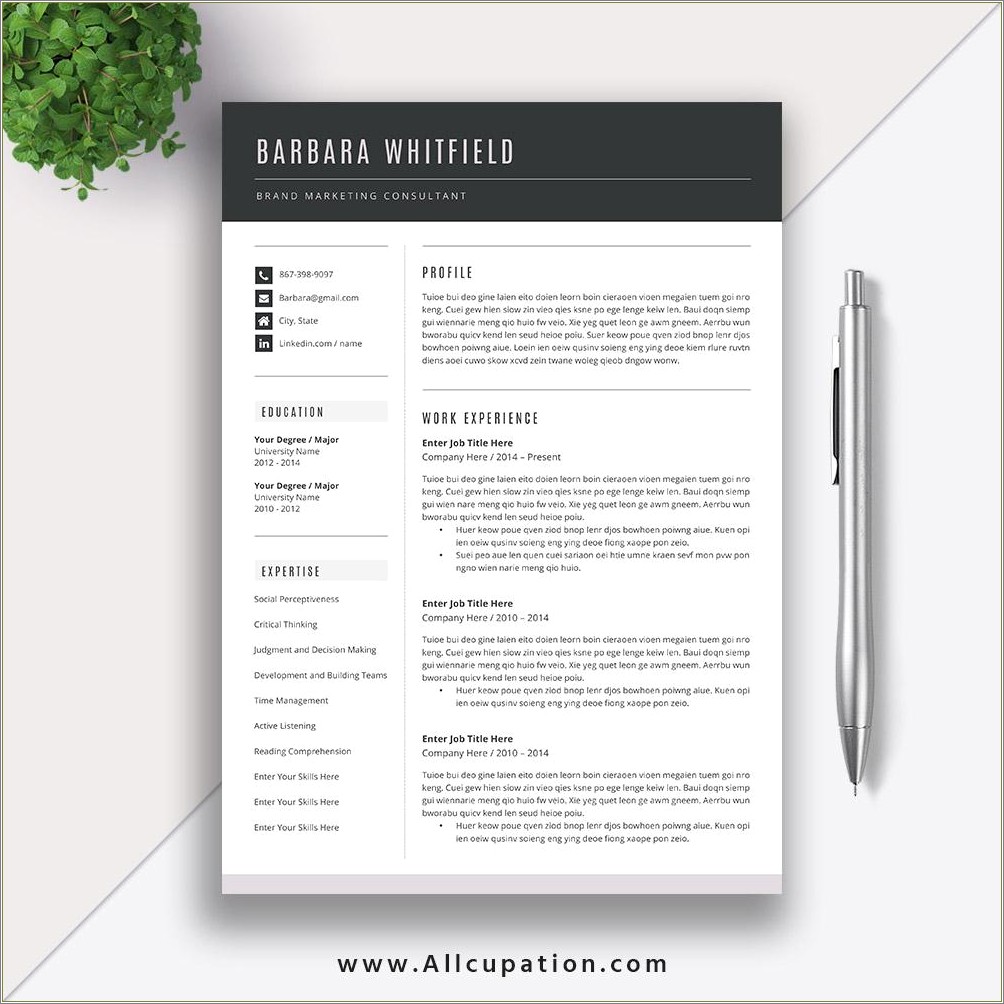 Matching Resume And Cover Letter Word Templates