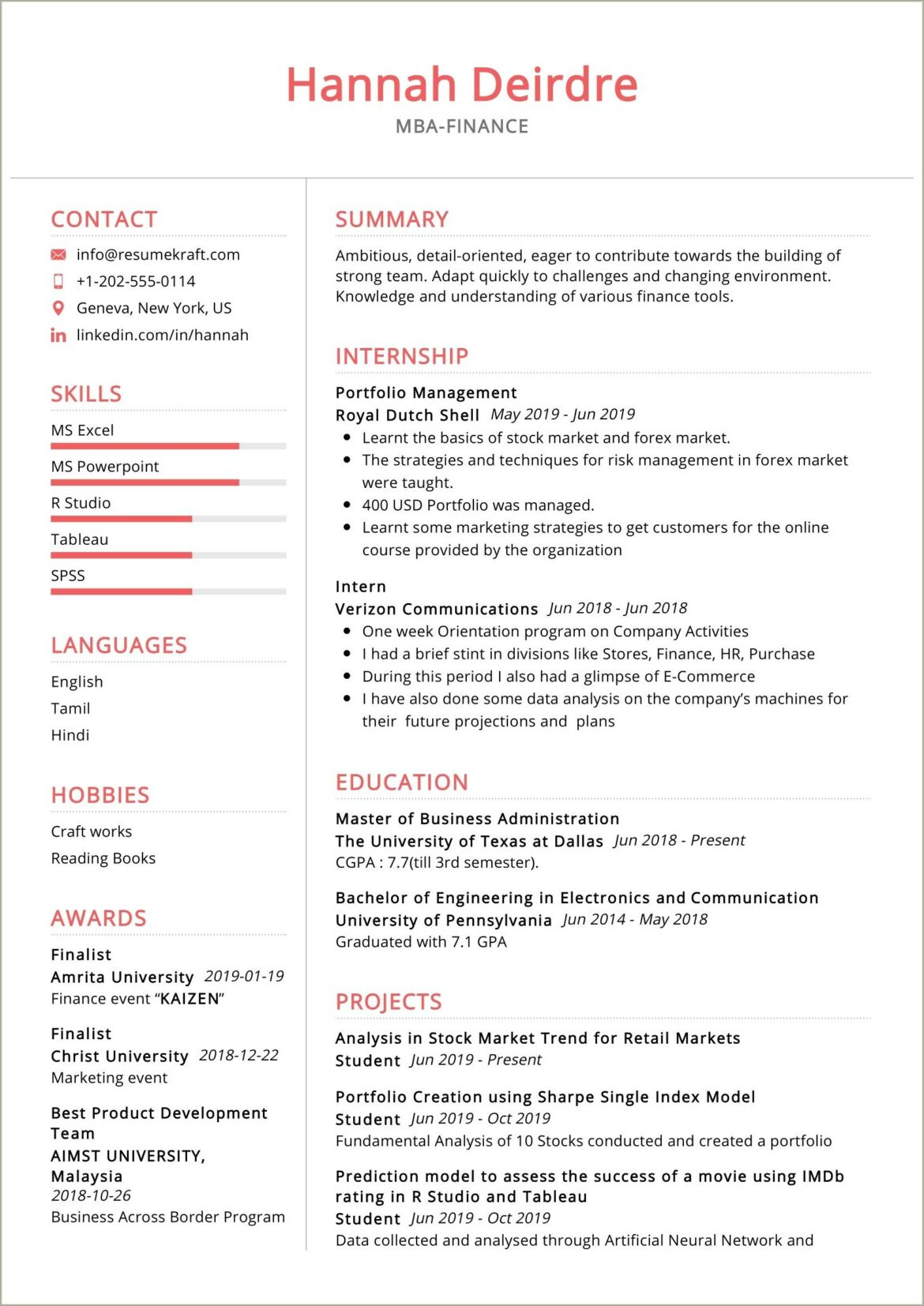 Mba Experienced Investment Banking Resume Template