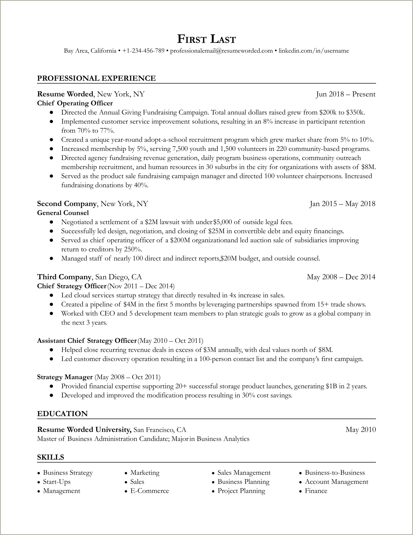 Mba Skills To List On Resume