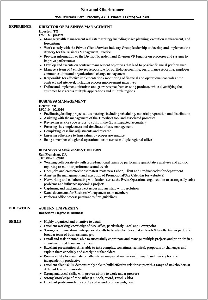Mccombs School Of Business Resume Template