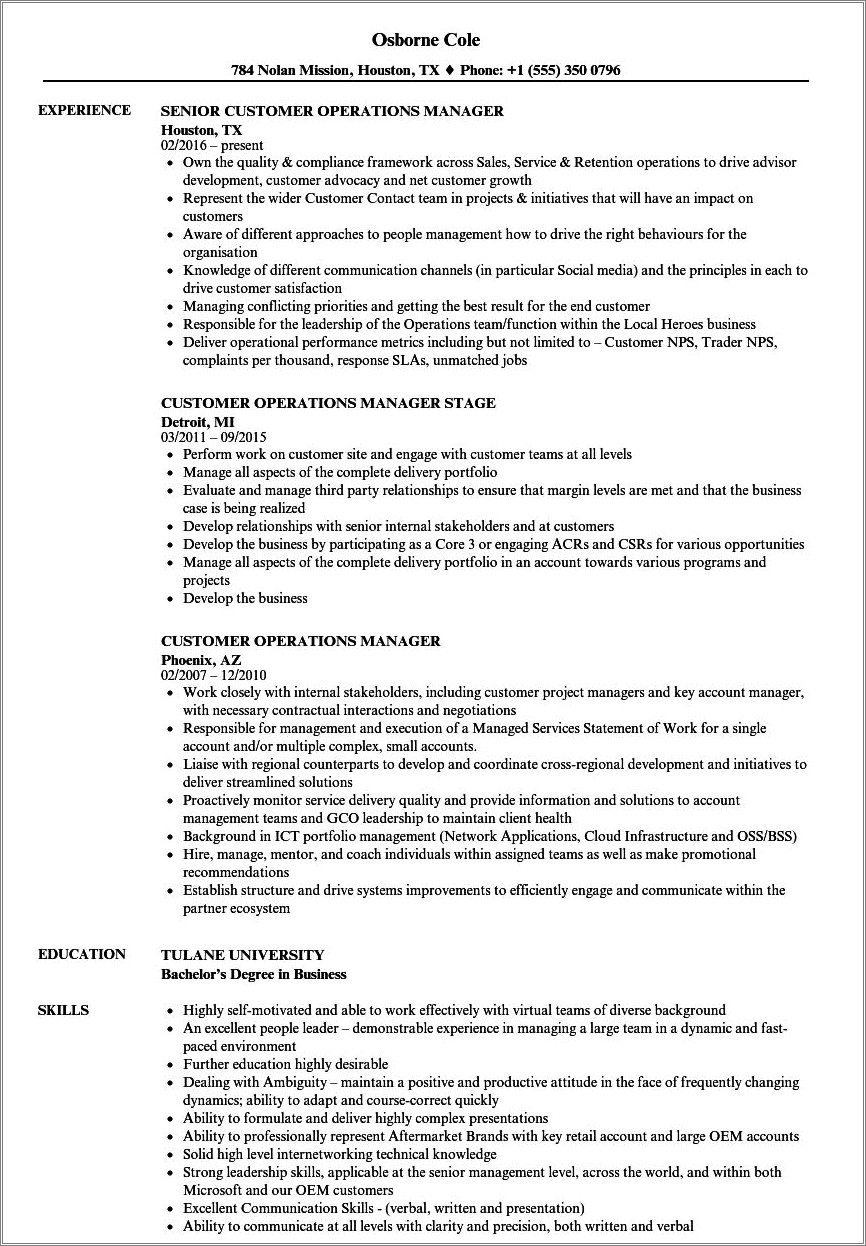 Mcdonald's Shift Manager Resume Example