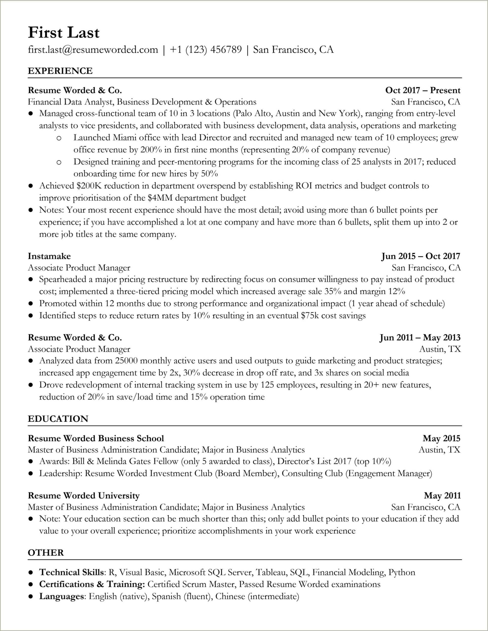 Mckinsey Resume Sample For Phd With Job Esperience