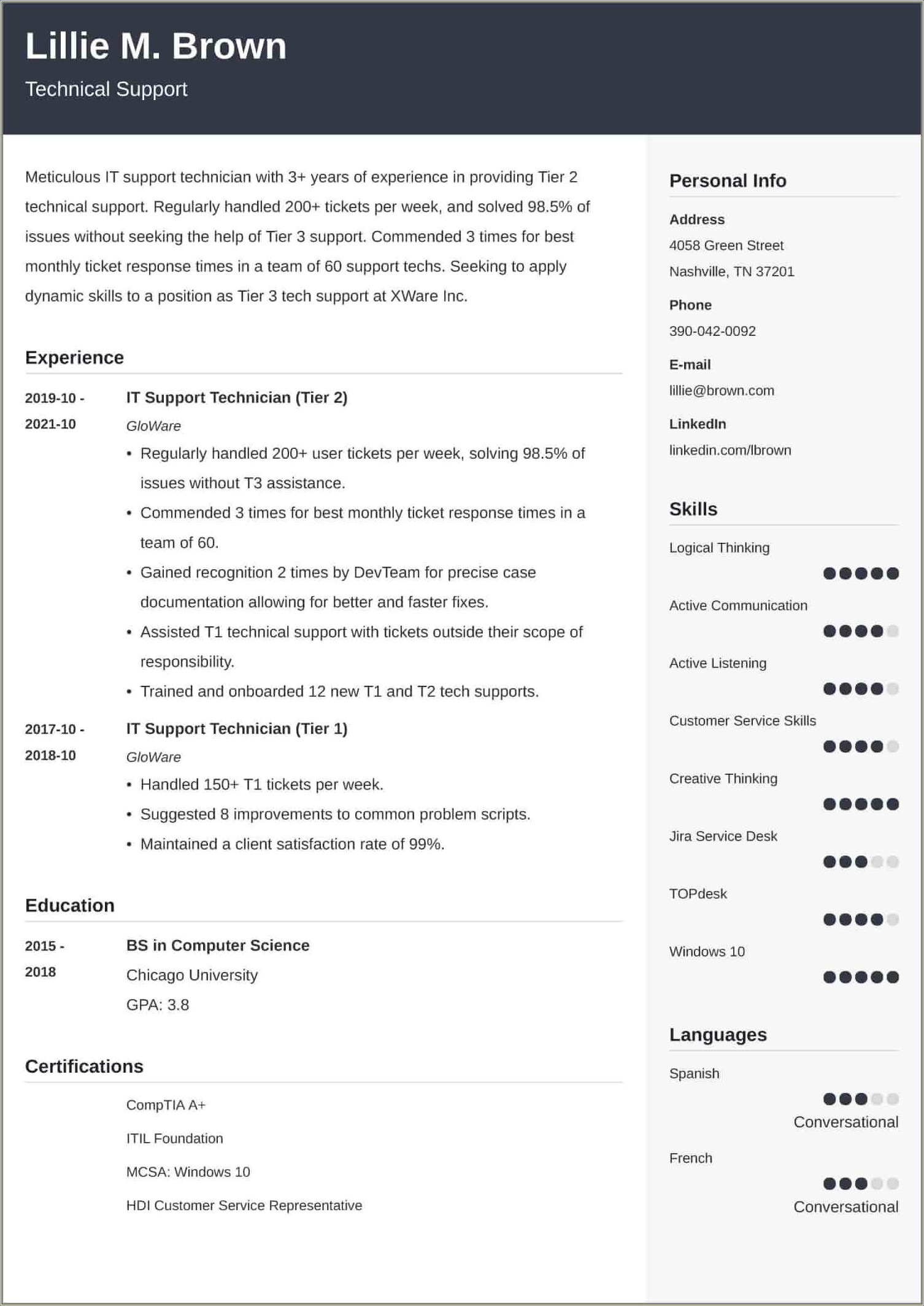 Mcsa Knowledge Basic Skills And Resume Example