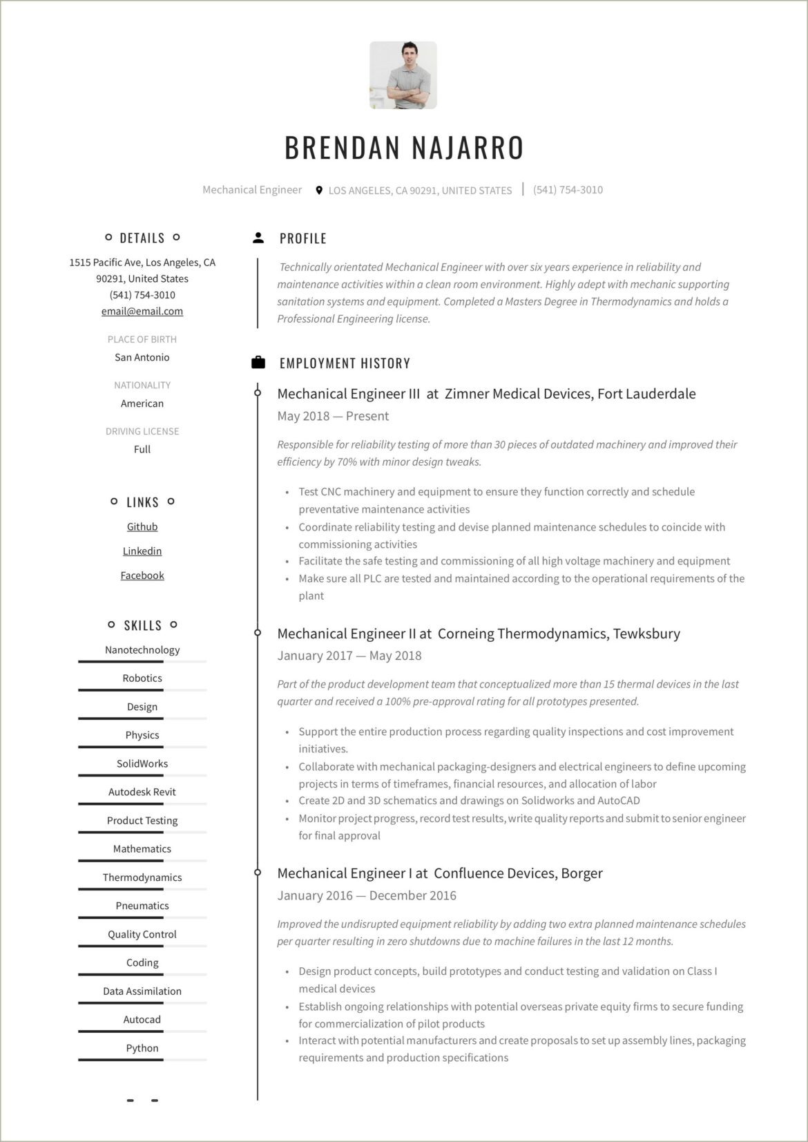 Mechanical Engineer Resume Word Format Download