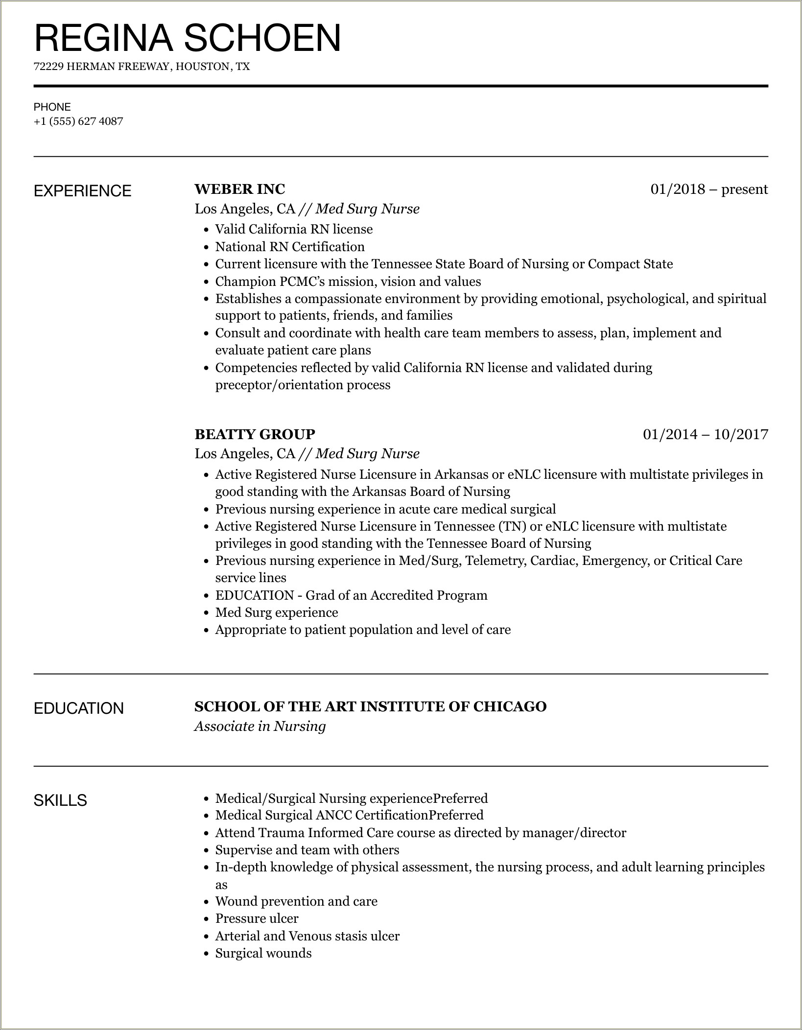 Med Surg Nurse Description Key Responsibilities Resume