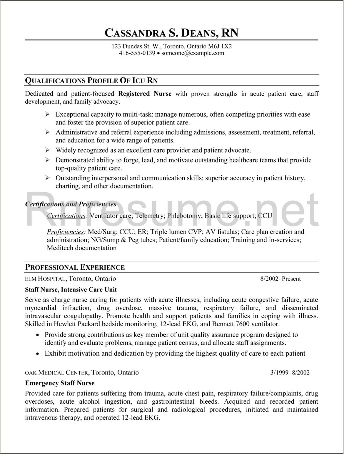 Med Surg Nursing Job Duties For Resume