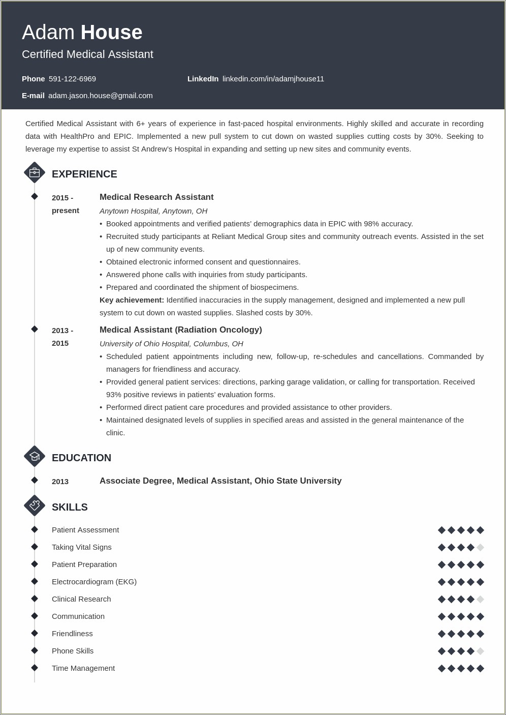 Medical Assistant Resume Objective No Experience