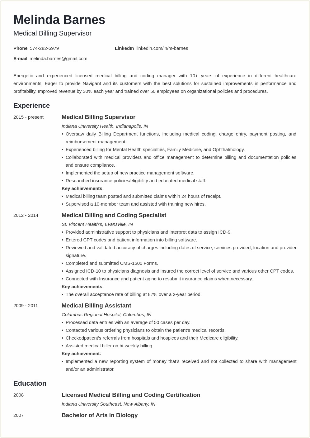 Medical Coder With No Experience Resume