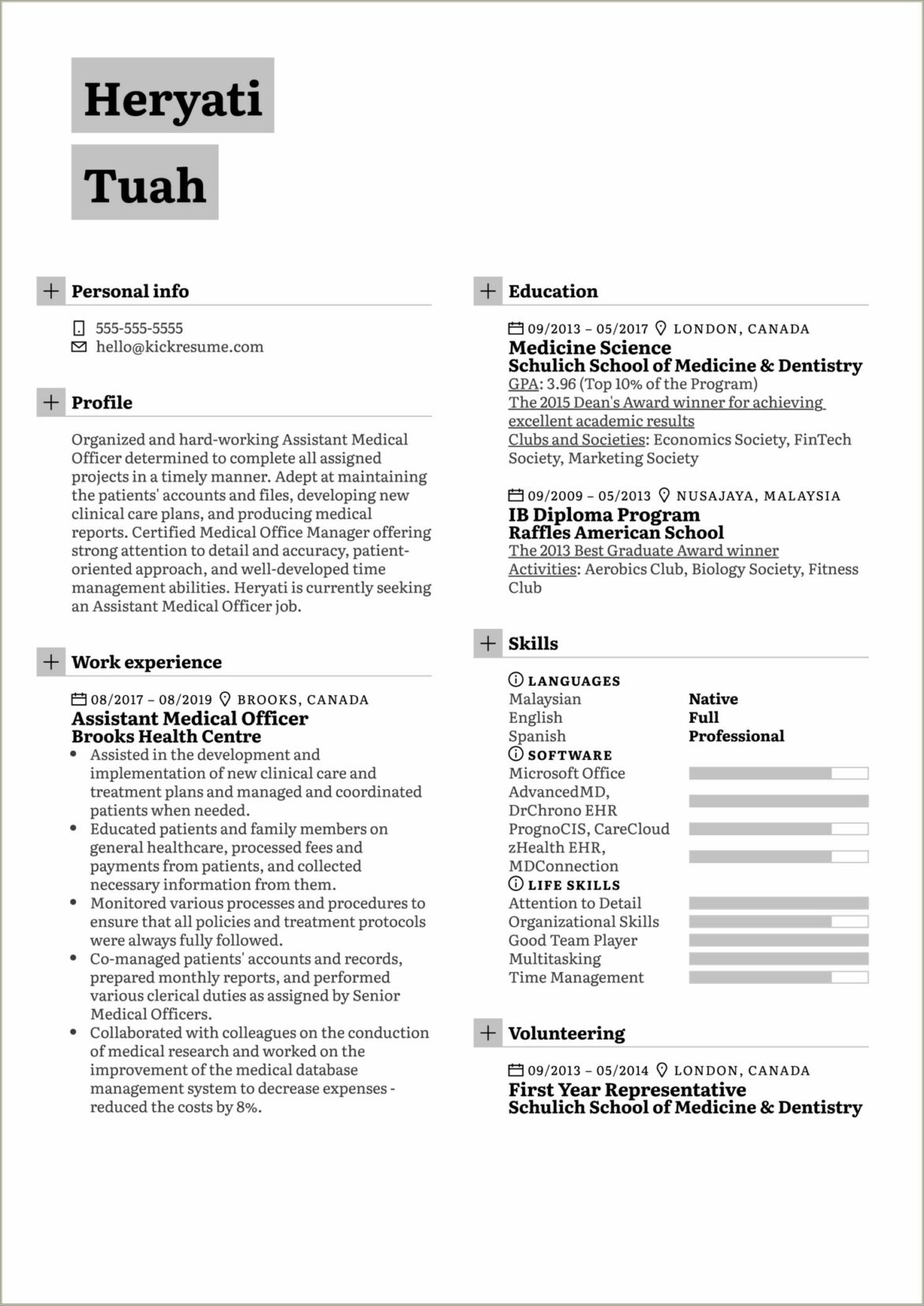 Medical Doctor Resume Examples United States