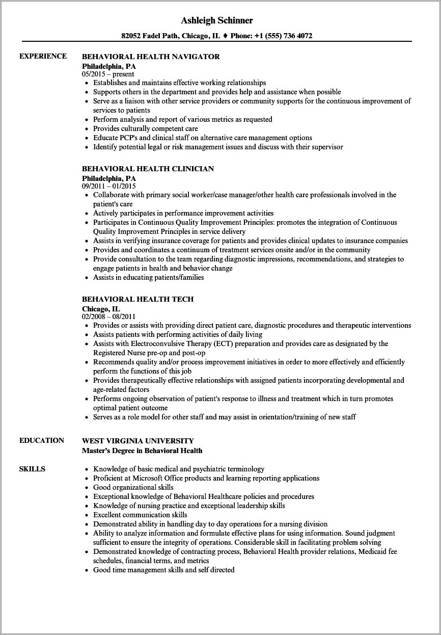 Mental Health Practioner Armhs Resume Example