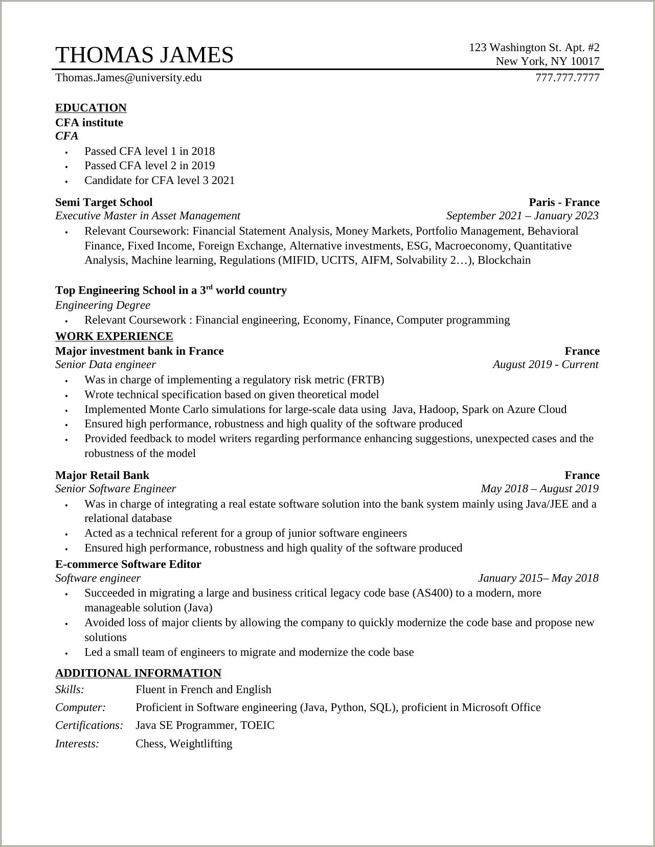 Mergers And Inquisitions Buy Side Resume Template