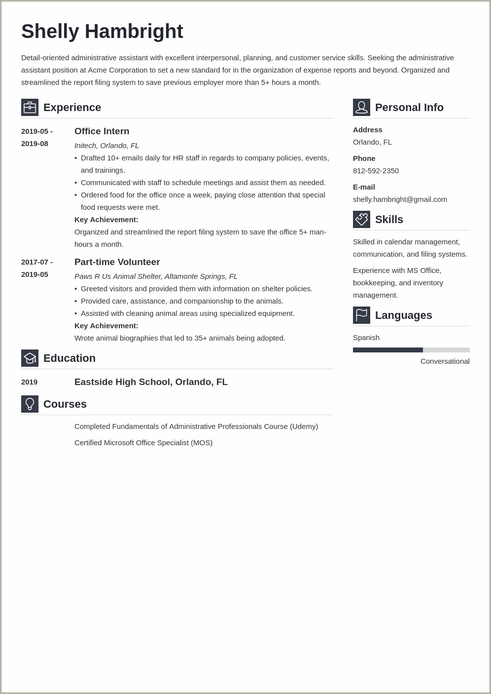 Microsoft Office Entry Level Resume Template