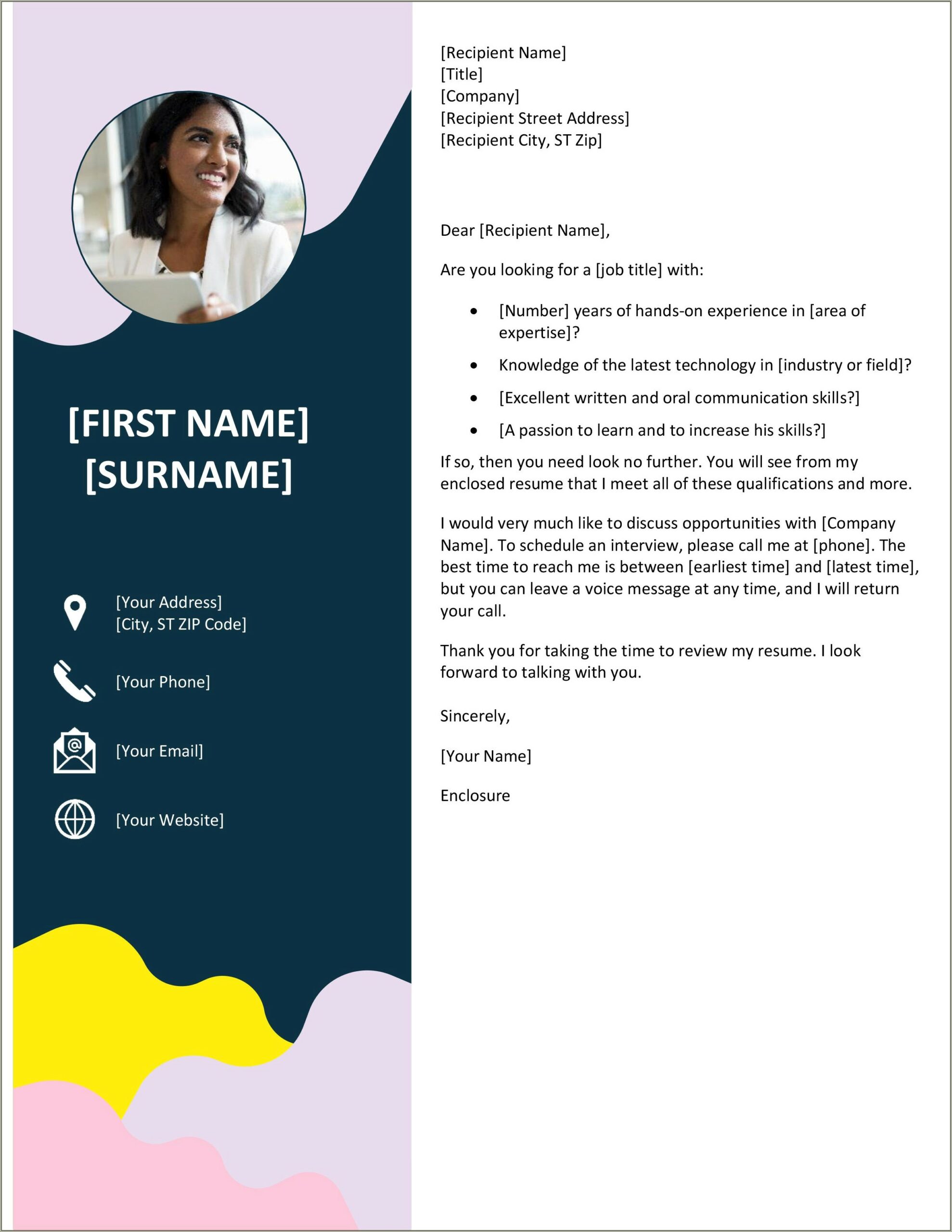 Microsoft Office Resume Cover Letter Template